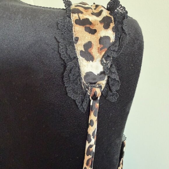 Leopard Print Satin Lace Trim Midi Dress | Small - Picture 7 of 8